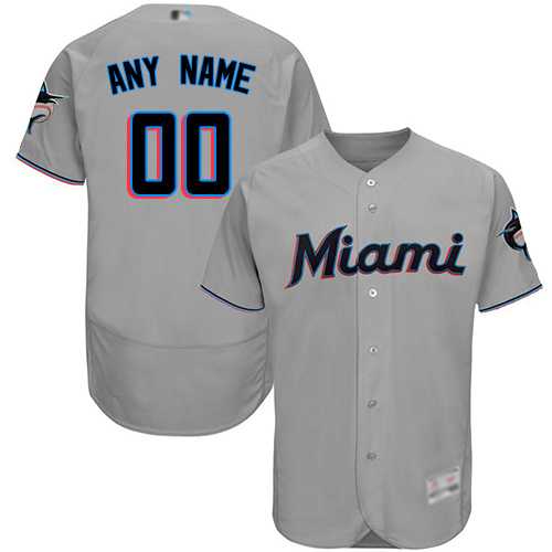 Customized Miami Marlins Gray Baseball Road Flex Base Jersey,We sell and wholesale Customized Miami Marlins Gray Baseball Road Flex Base Jersey on line form chian!